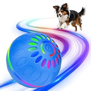 Pipihome Interaktives Hundespielzeug Ball, Hundeball Elektrisch Automatisch Rollender mit LED-Lichtern Spielball, Hundespielzeug Intelligenz für Kleine/mittlere/große Hunde, USB Wiederaufladbar