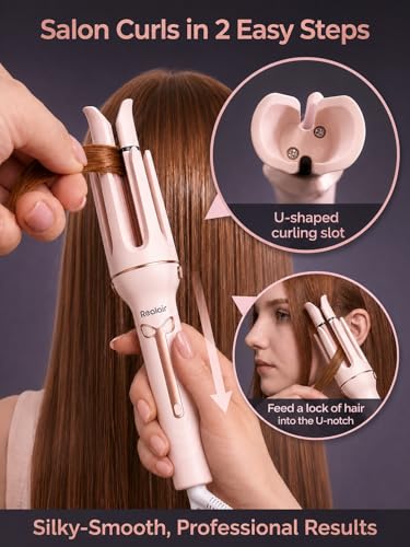 Image of Auto Hair Curler, 3-in-1 Automatic Curling Iron Set with 1 inch & 1.25 inch Ceramic Rotating Barrels and Heated Brush Attachment, Anti-Tangle, Anti-Scald, Auto Shut-Off, Dual Voltage