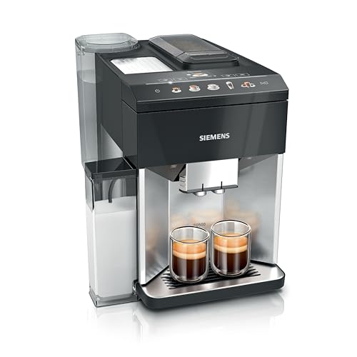 Siemens Macchina da caffè automatica EQ500 integrale, 10 specialità, 2 tazze contemporaneamente, serbatoio acqua 1,9 l, con filtro acqua BRITA in acciaio inox/vernice per pianoforte nero