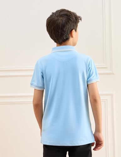 Image of Amazon Brand - Symbol Boys Cotton Rich Striped Polo Tshirt | Collar Tshirts | Half Sleeves | Regular Fit