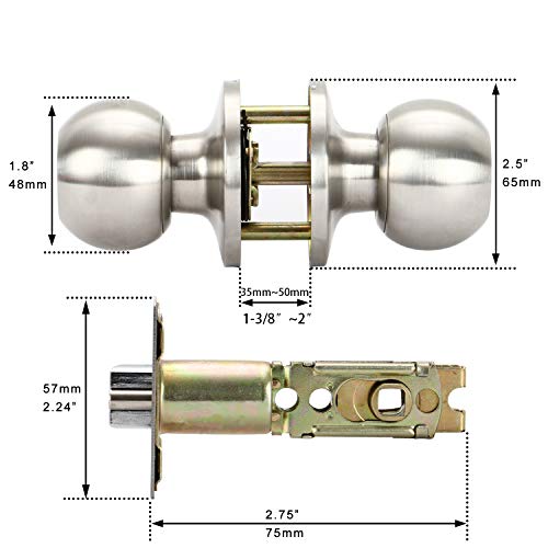 Rulart Door Knob With Lock Key - Keyed Door Knob Lock Bedroom Interior And Exterior Bathroom Doorknob Bedroom Entry Door Knobs With Lock And Key，Satin Stainless Steel Standard Door Knob Lock #TOP1