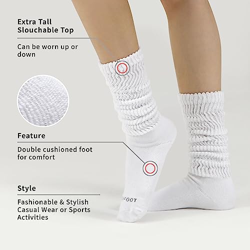 MONFOOT Women's 4 Pairs Soft Slouch Extra Long Scrunch Knee High Boot Socks, multipack2