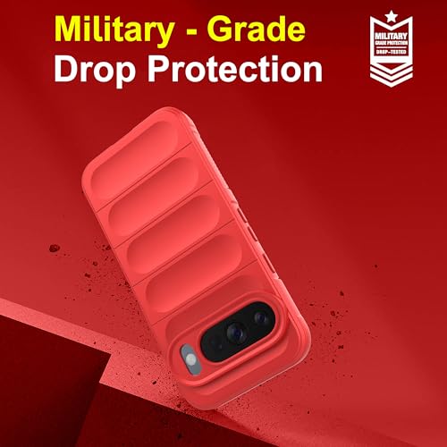 Image of amazon basics Back Case Cover for Google Pixel 10 | Compatible for Google Pixel 10 Back Cover | Liquid Silicon Magic Case with Camera Protection | Red