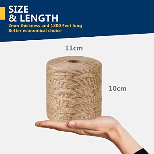 Image of PerkHomy Natural Jute Twine 1800 Feet Long Twine String for Crafts Gift Wrapping Packing Gardening Crochet Knitting Macrame Decor (1800 FT * 2mm (3Ply))