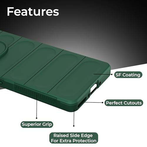 Image of A rtistque Back Cover Case for Vivo T3 Pro 5G / iQOO Z9s Pro 5G | with Inner Fabric | Stylish AirBag Case | Liquid Stripe Silicone | Camera Protection | Anti Slip Grip | Back Cover - Green