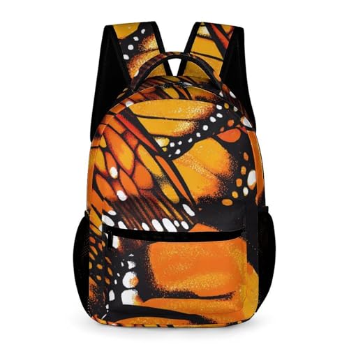 Monarch Butterfly Wings Travel Backpack Casual Daypack Shoulder Bag with Adjustable Shoulder Straps