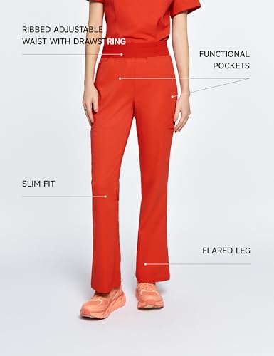 Image of Sedona Flared Scrub Pants for Women - High-Waisted, Slim Flared Fit with 6 Functional Pockets, Stylish Design