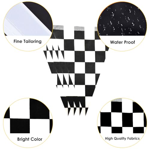 Image of AhfuLife 60 Pcs Checkered Pennant Flag Banner, Checkered String Flags Racing Flags, Black and White Flag Buntings for Car Race Racing Party Car Garden Street Decorations (7.9x11 Inch -39 Ft)