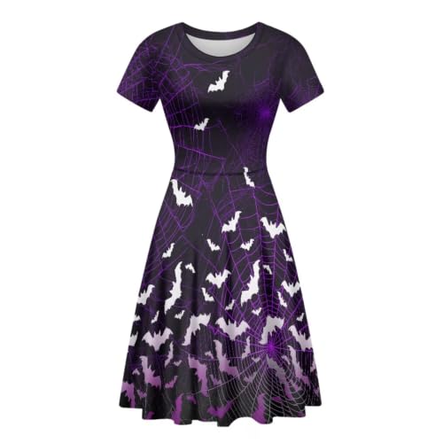 Image of Forchrinse Summer Dresses for Women Crew Neck Short Sleeve Midi Dress Casual Beach Vacation Sundress
