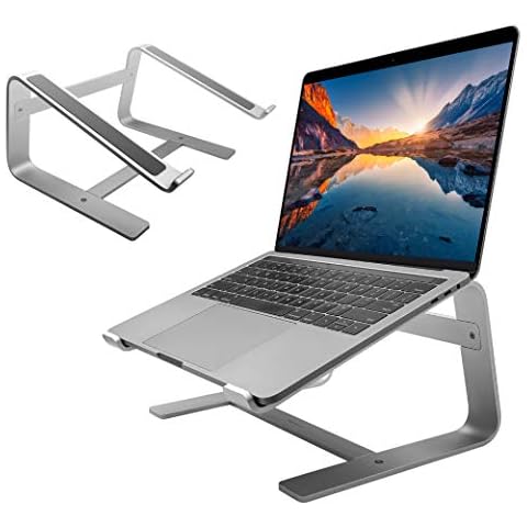 Macally Macbook Stand | Laptop Stand for Desk | Computer Stand (Universal 10"-17.3") Premium Aluminum Stylish and Sturdy Laptop Riser Stand - Laptop Holder for Macbook Pro/Air, Notebook, Chrome Cover