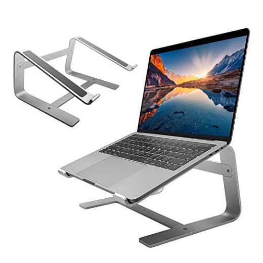 Macally Laptop Stand - Laptop Riser Stand for Desk - Aluminum Ergonomic Laptop Holder Mount Works with all Macbooks & Notebook Computers between 10 to 17.3 Inches - Silver