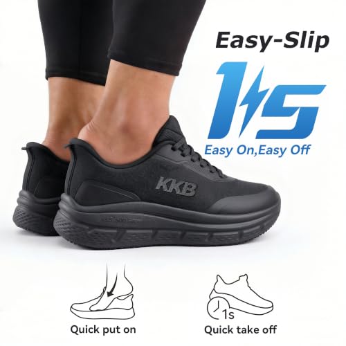 Image of Men's Non Slip Work Shoes Waterproof Easy Slip Sneakers for Kitchen Restaurant Chefs Nurses with Arch Fit Support Orthopedic