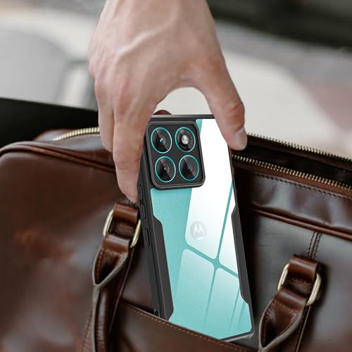 Image of A rtistque Clear Hard Transparent Acrylic Armor Anti-Drop Shockproof TPU Edge Back Cover Case for Motorola Edge 60 Fusion 5G | Edge 60 5G | Moto Edge 60 Fusion 5g Back Cover - Black