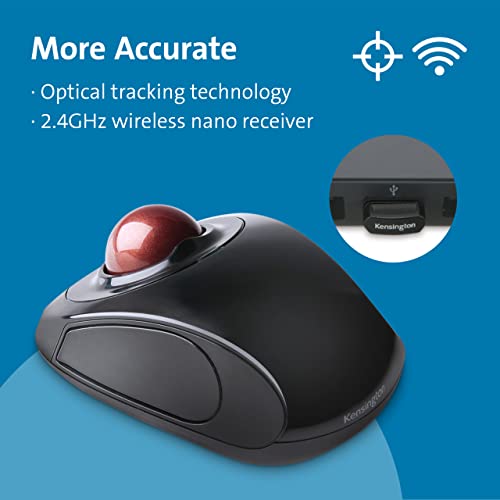 Image of Kensington Orbit Trackball Mouse with Scroll Ring (K75327WW) and Orbit Wireless Trackball Mouse with Touch Scroll Ring (K72352US), Black