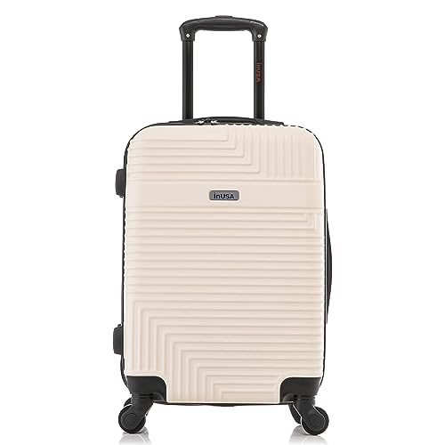 InUSA RESILIENCE Luggage with Spinner Wheels | Durable Lightweight Hardshell Suitcase, Spacious Travel Bag with Handle and Trolley | 20-Inch Carry On Small Luggage | Sand