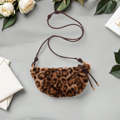 Paquet bandoulière léopard en peluche marron YARNOW - 6