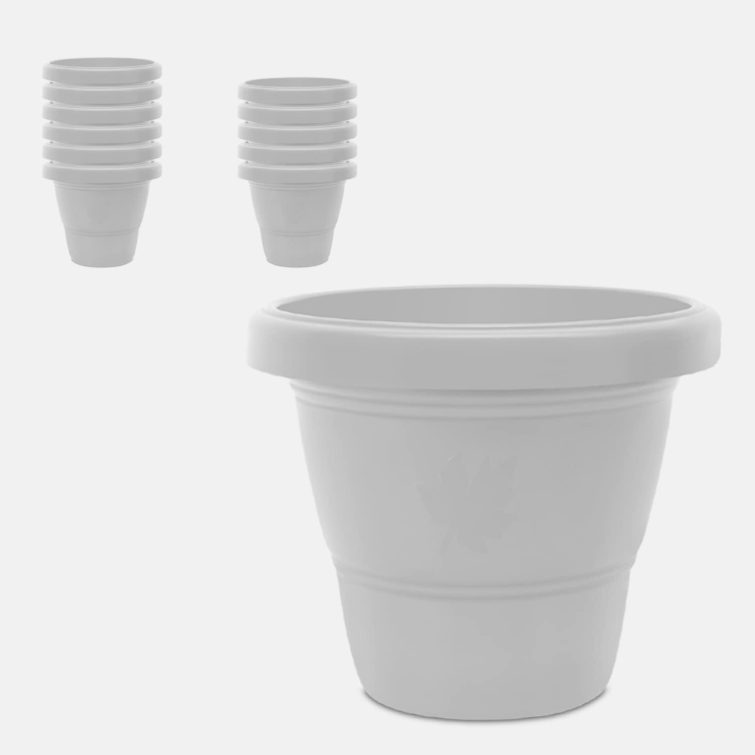 YUCCABE ITALIA SHERA SD 12 INCH Pack of 12 Pcs Plastic Flower Pot Unbreakable Round Shape Planter Plastic Gamle for Garden Seedling Indoor and Outdoor (White) (B09LYY86FD) Amazon Price History, Amazon Price Tracker
