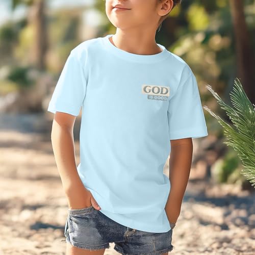 Image of KEEVICI Boys God is Good Shirt Christian Faith Shirts for Kids Jesus Beach Palm Tree Hawaiian Tshirt Graphic Tees Cotton Tops
