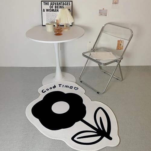 Tapis de douche doux en fleur noir antidérapant de bain - 2