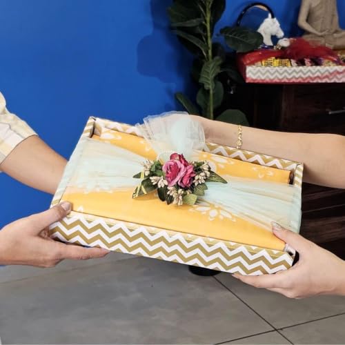 Image of SATYAM KRAFT 24 Pcs Ready-to-use Net Band with Flower Bunch - Reusable Wedding Trousseau Packing, Trolley Bag Decoration, Crafting & DIY Projects (Multicolor)