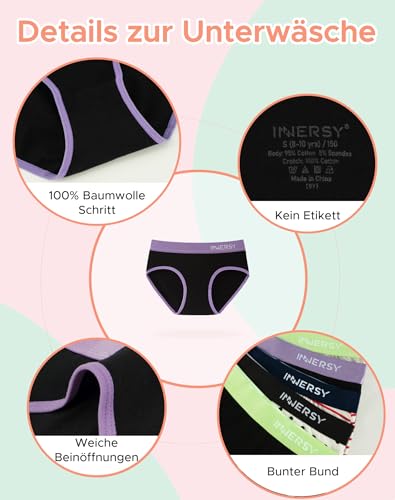 INNERSY Unterhosen Teenager Mädchen Baumwolle Unterwäsche Weiche Schlüpfer für Teen Stretch Slips 6er Pack – Bild 5