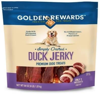 Duck Flavor Jerky Premium Treats for Dogs ~ 64 Oz Bag ~ No Artificial Colors, Flavors, or preservatives, No Corn, Wheat, or Soy.
