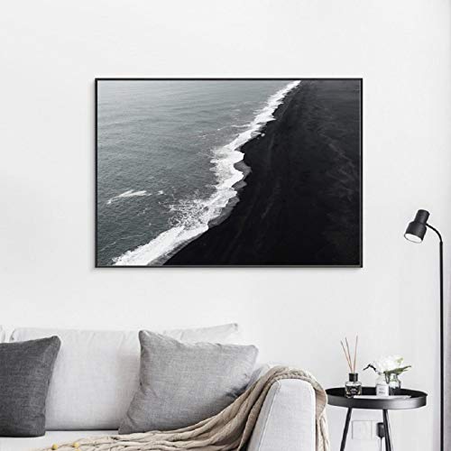 Tableau mer scandinave noir et blanc poster mural 40x80cm
