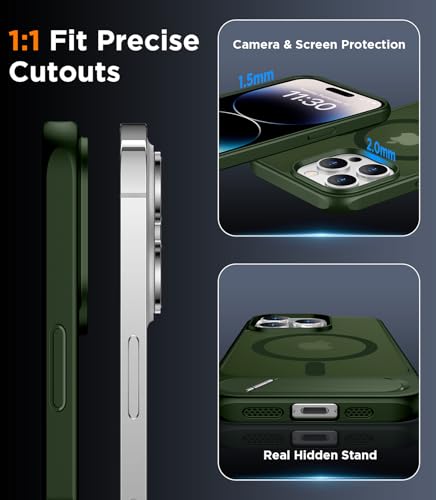 Image of Magnetic Compatible with iPhone 14 Pro Max Case, [Built-in Invisible Kickstand][Compatible with MagSafe] [Military Grade Shockproof] Slim Translucent Matte Phone Case for iPhone 14 Pro Max 6.7 inch
