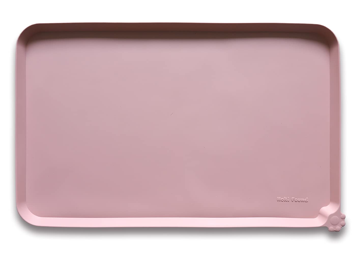 Hoki Found L Silicone Non Slip Pet Food Mats - Placemat for Dog Cat - Waterproof Dog Cat Food Mats - Carpet Friendly - Neutral Pink