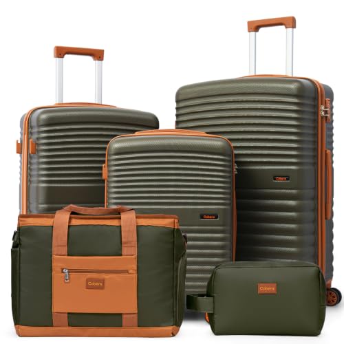 Image of Cobens Luggage Sets 5 Piece, Suitcases with Wheels, 20 inch /24 inch /28 inch,Olive