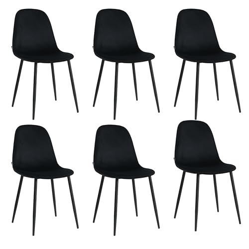 Mevsim Store Sillas De Comedor Negro Juego De 6-100 Terciopelo - Lujosa Funda De Terciopelo - - Elegante Diseño - Cómoda Silla De Salón Mevsim Store Sillas De Comedor Negro Juego De 6-100 Terciopelo - Lujosa Funda De Terciopelo - - Elegante Diseño - Cómoda Silla De Salón