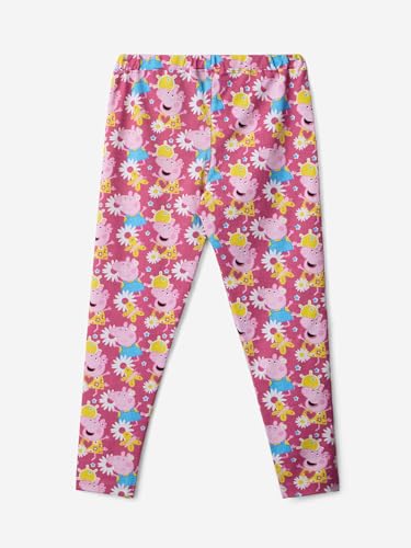 Image of The Souled Store Peppa Pig: Pinky Pig Girls Pull On Pink All Over Printed Regular Fit Cotton Leggings (2-8 Yrs)