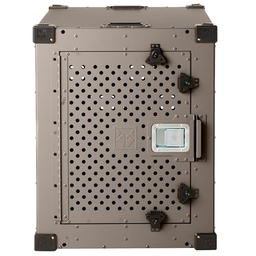 Impact Indestructible High Anxiety Dog Crate for Medium Dogs - Heavy Duty Escape Proof Indoor Dog Kennel with Powder-Coated Aluminum - Ideal for Escape Artists (Gray, 30' (30.5' L x 20.5' W x 26' H)