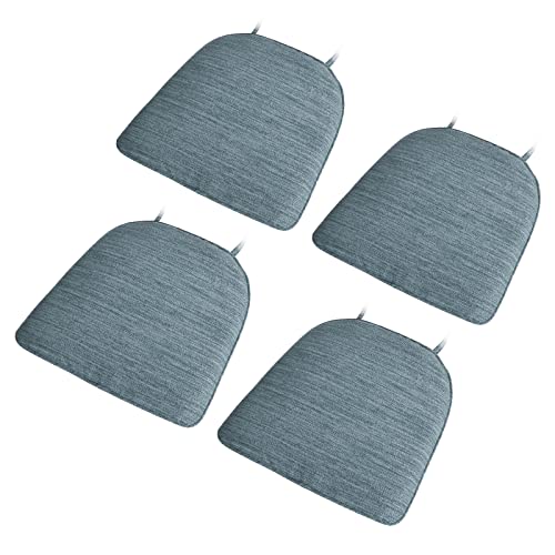 Baibu Set Of 4 Super Soft Metal Dining Chair Pads Bar Stool Cushion With Ties For Metal Chairs Or Bar Stools - 4 Cushions Only (Light Blue, 14X14X1.5In) #TOP20