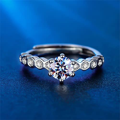 9Pcs Round Cut Solitaire Rings Diamond Ring Bride Ring Engagement Wedding Ring AAAAA Cubic Zirconia Rings Princess Cut Jewelry for Her Anniversary4