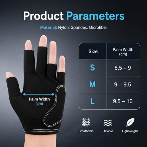 Image of PROBEROS Snooker Gloves for Men /Women, 3 Finger Billiards Glove for Left Hand, Quick Dry Billiard Pool Gloves, Breathable & Stretchable-L