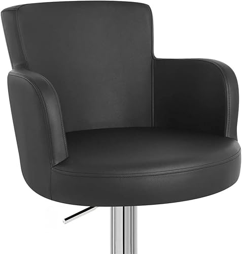 Miniatura 9 de Zuri Chateau Taburete de bar giratorio de altura ajustable con base cromada, color blanco