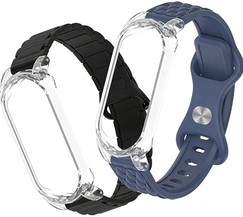 Adjustable Replacement Strap, Compatible with Plaud NotePin/NotePin S AI Voice Recorder,Magnetic Silicone Wristband with PC Case, 2 Styles Business Casual Design, 2-Pack