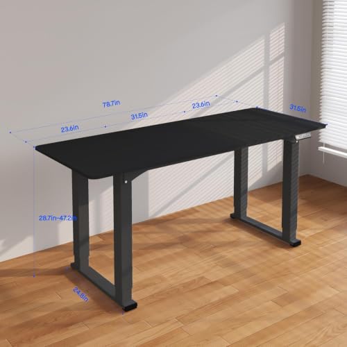 Image of SANODESK 4-Leg 78''x32'' Large Electric Height Adjustable Standing Desk | Computer Stand Up Desk with Memory Presets for Home Office, Computer Workstation, Black