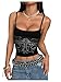 SOLY HUX Women's Y2k Gothic Cami Tops Rhinestone Crop Tops Camisole Streetwear Emo Scene Alternative Clothes Black Graphic Medium