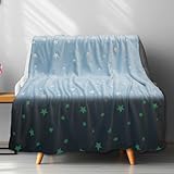 Glow in The Dark Stars Blanket, Soft Cozy Blue Throw Blankets for Bed Couch Sofa Camping Travel, Luminous Blanket Gifts for Kids Adult (29.5' x 39.3'(75 x 100 cm))