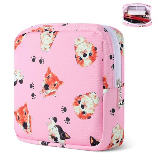 Image of Likesing 5.1 inch Mini Makeup Bag for Purse, Nylon Small Makeup Pouch Travel Cosmetic Make up Bags for Women Girls, Cute Preppy Mini Toiletry Bag Coin Pouch Period Bag(N1230 Pink)