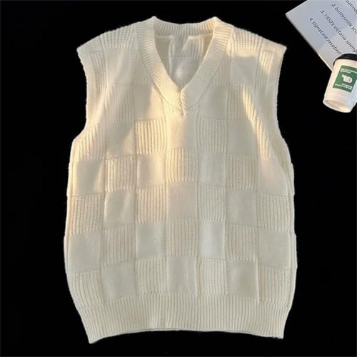 Men's Vintage Knit Vest Warm Loose V-Neck Pullover Sleeveless Knitwear Vest3