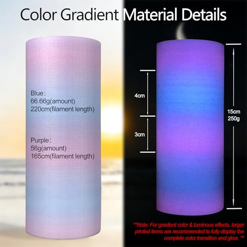 Image of Crystal Pink Glow in Dark Rainbow PLA 1.75mm 1kg Luminous 3D Filament FDM | Blue pink Gradient Vibrant color Beginner friend Hide layer line No tangle 1kg spool 2.2lb for Printer Bambu Snapmaker