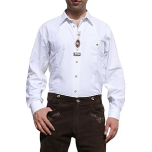 Klederdrachthemd voor klederdracht lederhose met versiering klederdrachtmode Wiesn wit