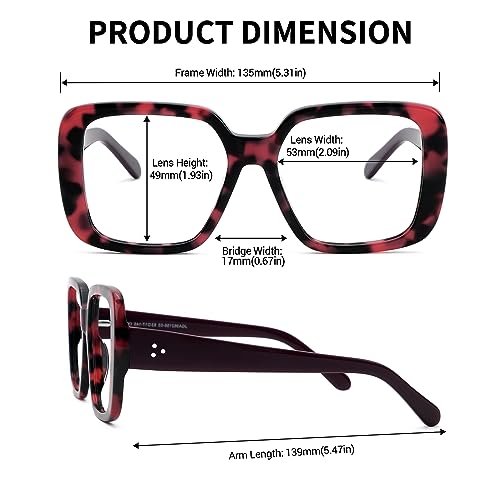 Image of Zeelool Oversized Square Glasses for Women Men with Non-prescription Clear Lens JGA962156-03 Tortoise