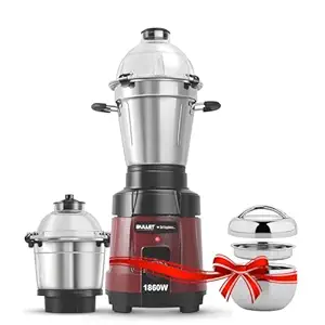 BULLET MASTER 1850 Watt Commercial Mixer Grinder, Metal Body with 100% Copper Motor and 2 Jars - Heavy Duty Blender for Restaurants, Shops and Heavy Kitchen Usage