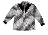 Farbe: Black/White Il Padrino Moda Thai Seidenhemd Black/White Mod8- Hawaii Langarm Hemd, Grösse:M