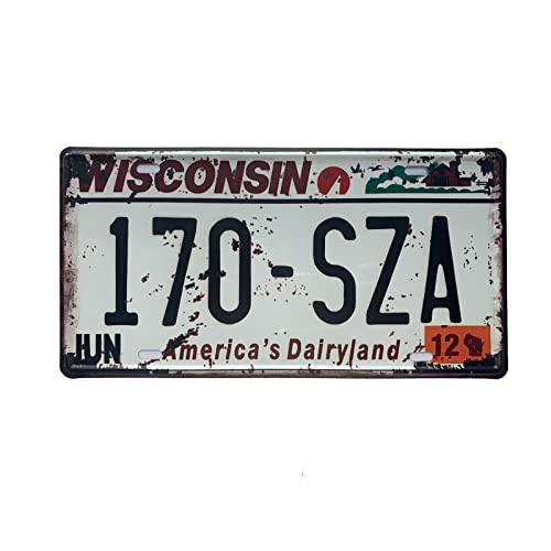 Wisconsin Aluminum Novelty License Plate 12"x6" - Front Car Decorative Retro Rusty Decor for Men Women Car-49