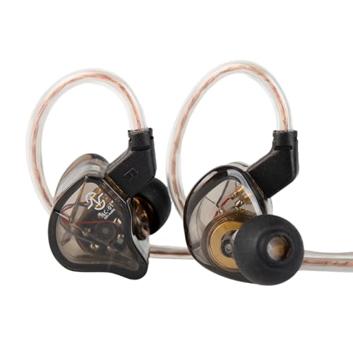 CCZ NC01 Gospel Gaming Earbuds, Stereo Sound in Ear Monitor Headphone Wired, Customized Dual Magnetic DD IEMS Earphone with Detachable Tangle-Free Cable PC Cavity for Computer(without mic,Clear Black)